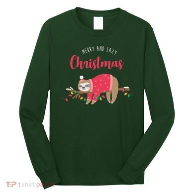 Merry And Lazy Christmas Cute Sloth Long Sleeve Shirt