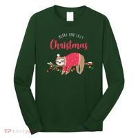 Merry And Lazy Christmas Cute Sloth Long Sleeve Shirt thumb 0