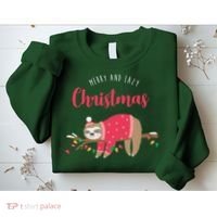 Merry And Lazy Christmas Cute Sloth Sweatshirt thumb 2