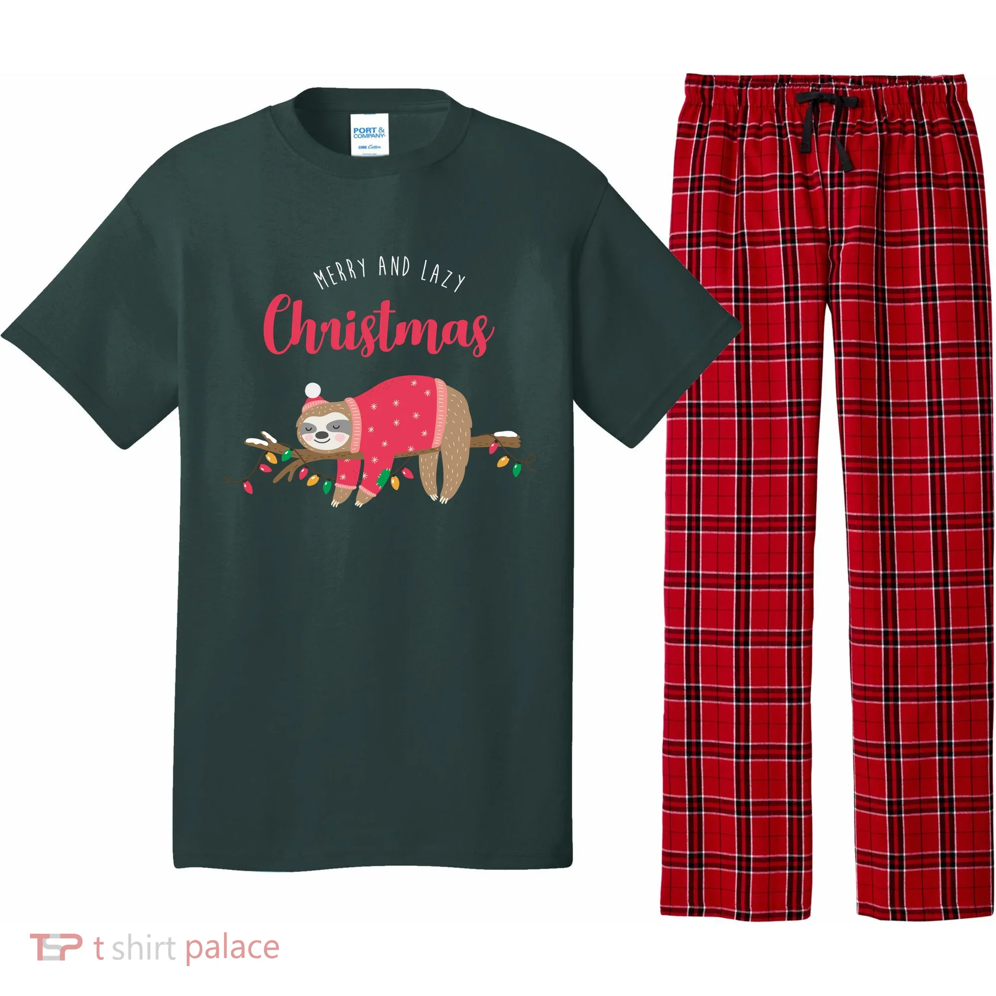 Merry And Lazy Christmas Cute Sloth Pajama Set