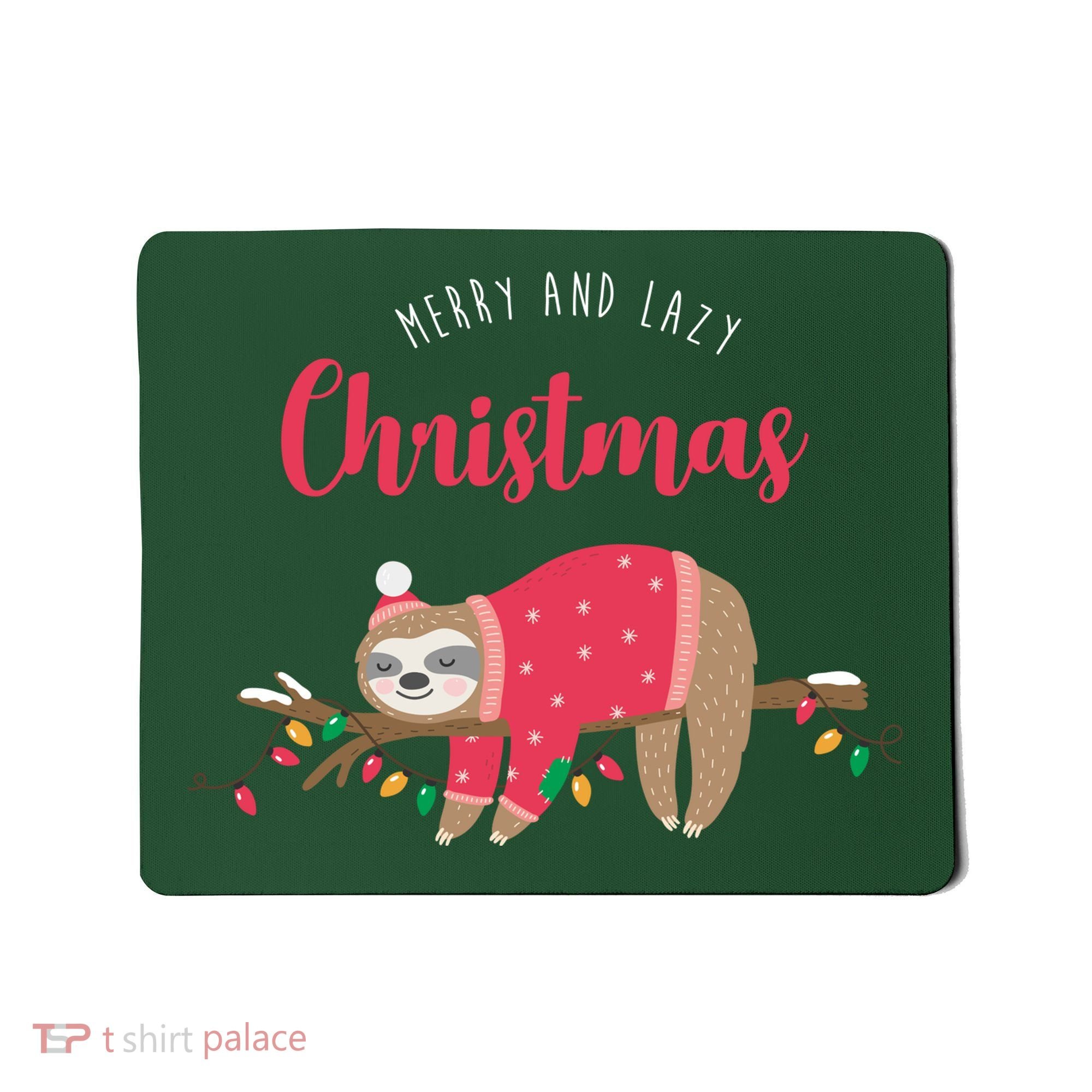 Merry And Lazy Christmas Cute Sloth Mousepad