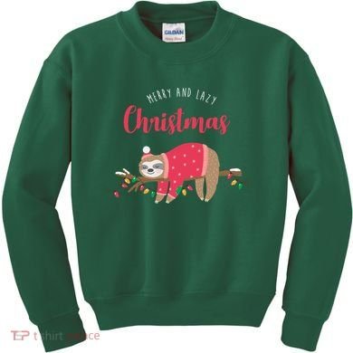 Merry And Lazy Christmas Cute Sloth Kids Sweatshirt