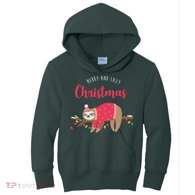 Merry And Lazy Christmas Cute Sloth Kids Hoodie