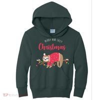 Merry And Lazy Christmas Cute Sloth Kids Hoodie thumb 0