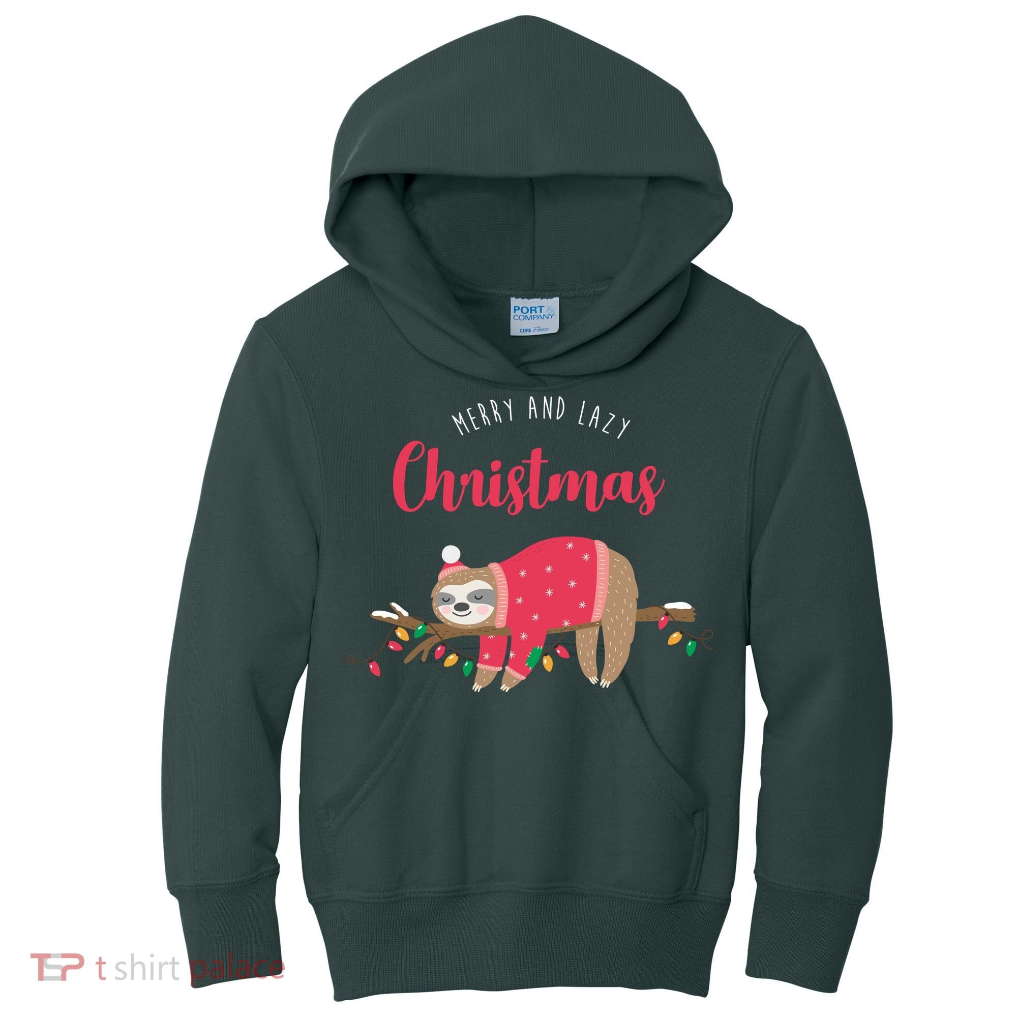 Merry And Lazy Christmas Cute Sloth Kids Hoodie