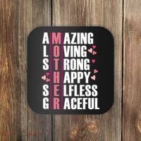 Mother Amazing Loving Strong Happy Selfless Graceful Coaster thumb 0