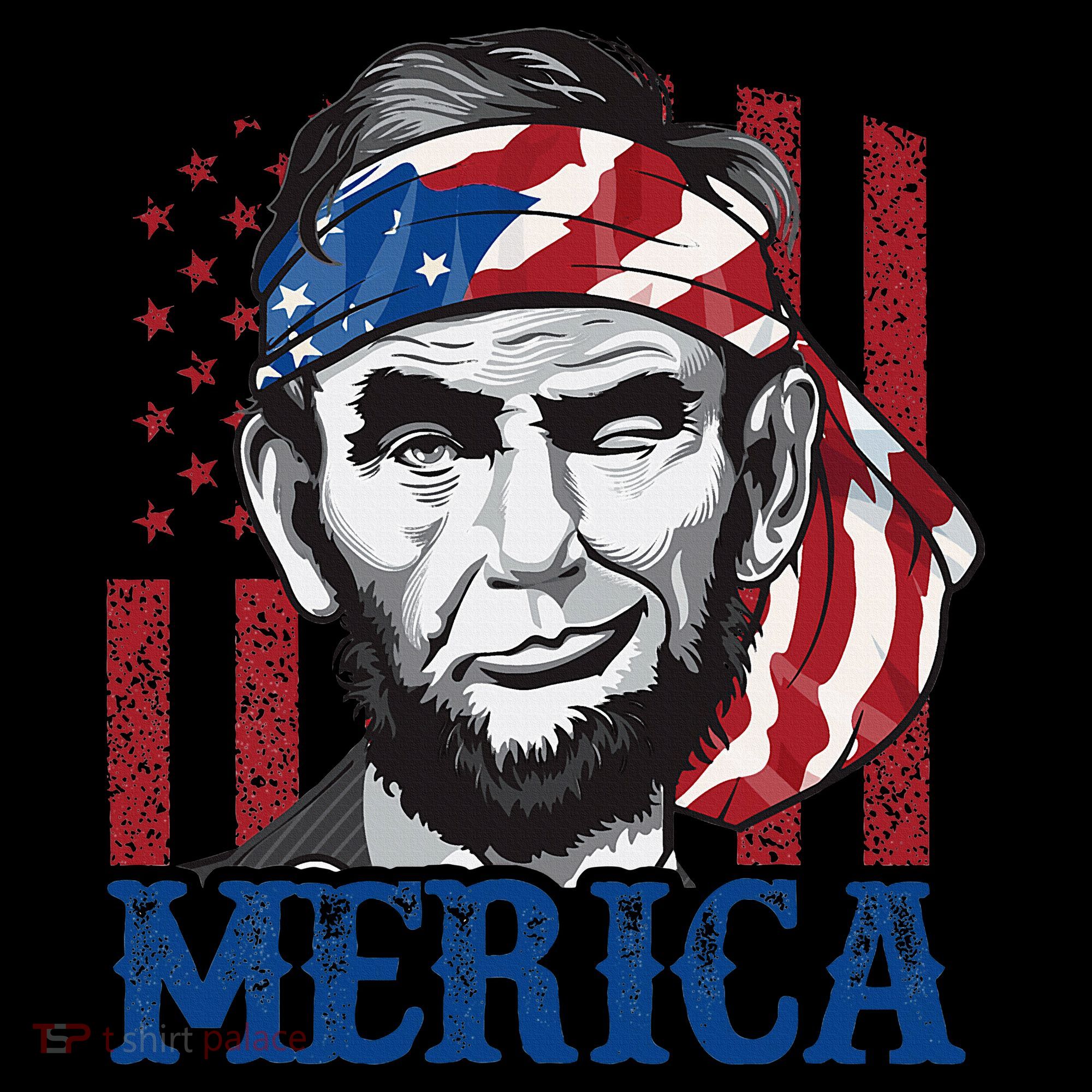 Merica Abraham Lincoln American Flag 16oz Travel Tumbler