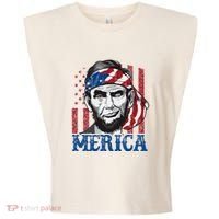Merica Abraham Lincoln American Flag Garment-Dyed Women's Muscle Tee thumb 0