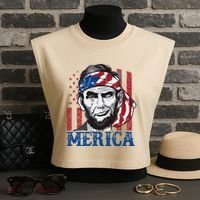 Merica Abraham Lincoln American Flag Garment-Dyed Women's Muscle Tee thumb 3