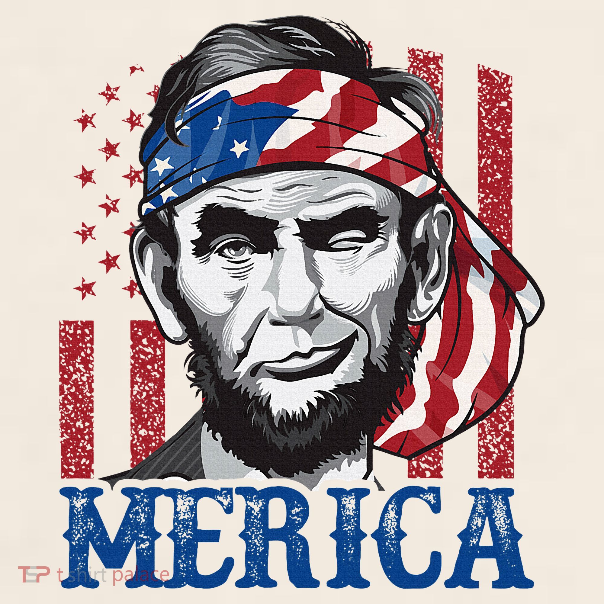 Merica Abraham Lincoln American Flag Garment-Dyed Women's Muscle Tee