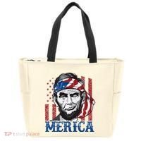 Merica Abraham Lincoln American Flag Tote Bag thumb 0