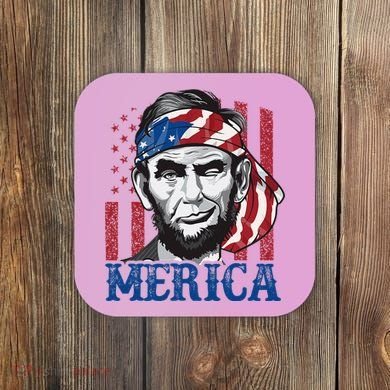 Merica Abraham Lincoln American Flag Coaster