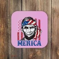 Merica Abraham Lincoln American Flag Coaster thumb 0