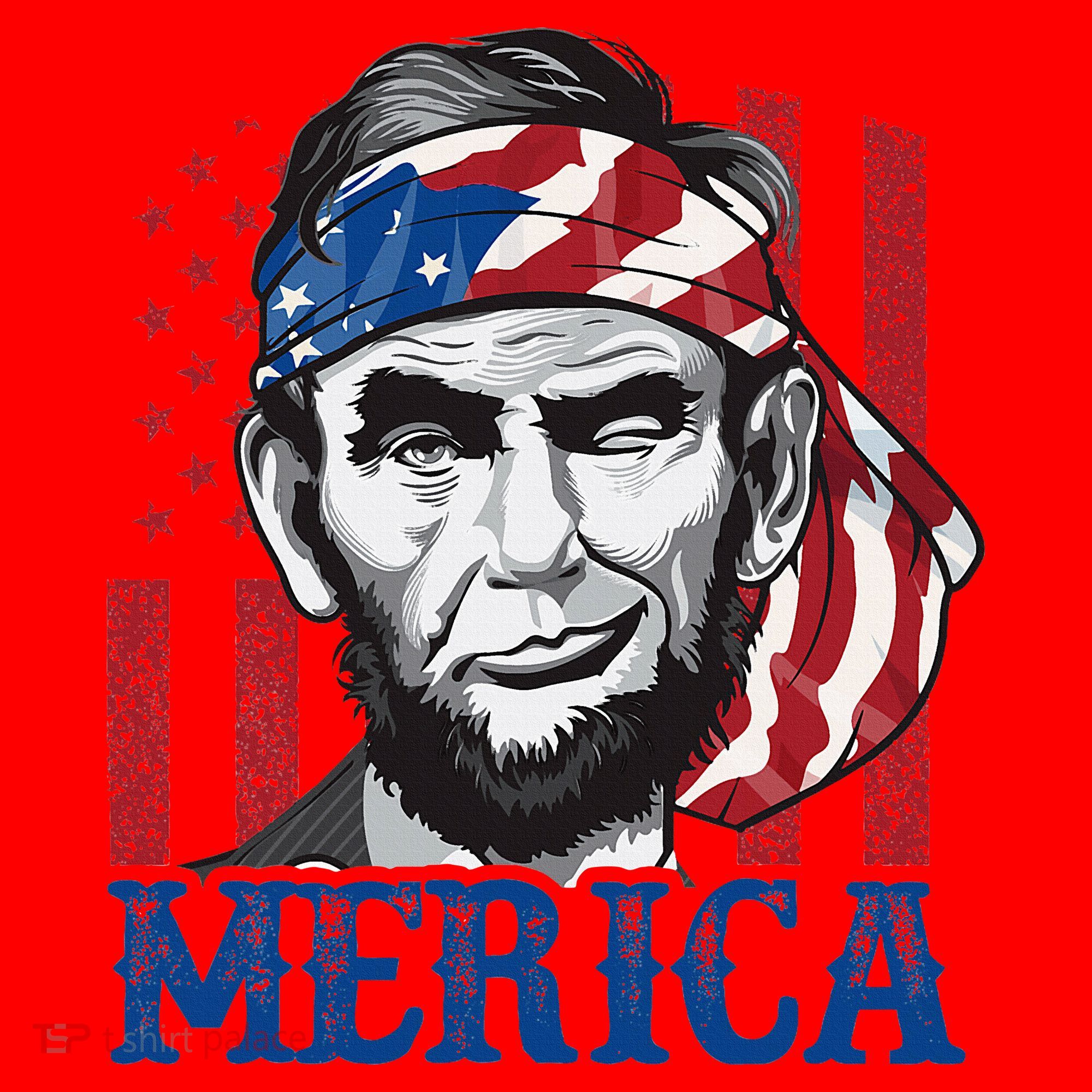 Merica Abraham Lincoln American Flag Santa Hat