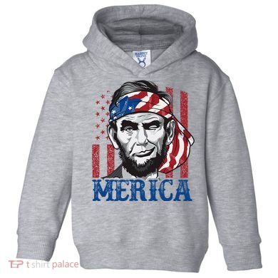 Merica Abraham Lincoln American Flag Toddler Hoodie