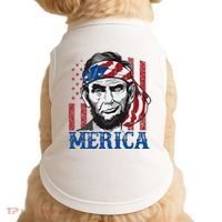 Merica Abraham Lincoln American Flag Doggie Tank thumb 0
