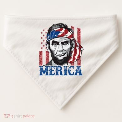 Merica Abraham Lincoln American Flag USA-Made Doggie Bandana