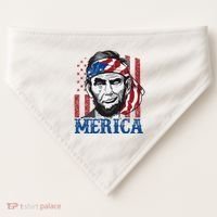 Merica Abraham Lincoln American Flag USA-Made Doggie Bandana thumb 0