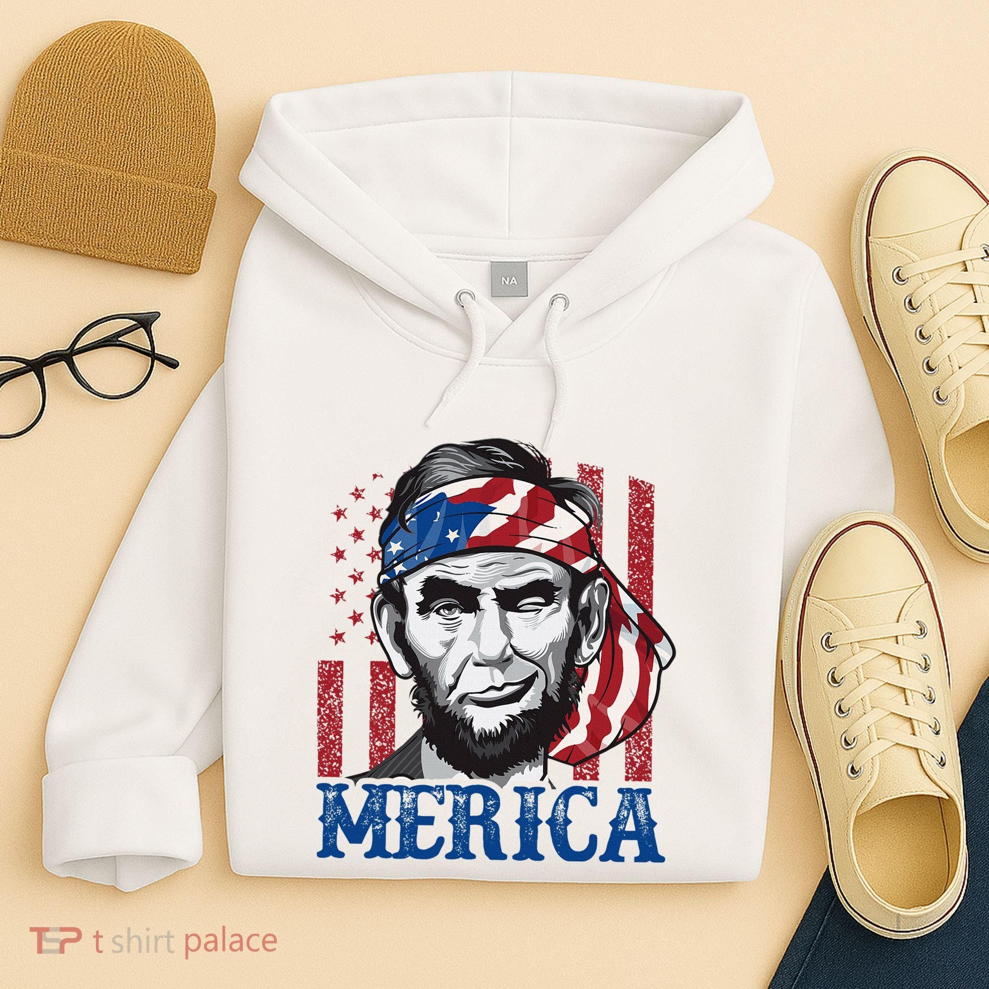Merica Abraham Lincoln American Flag Hoodie