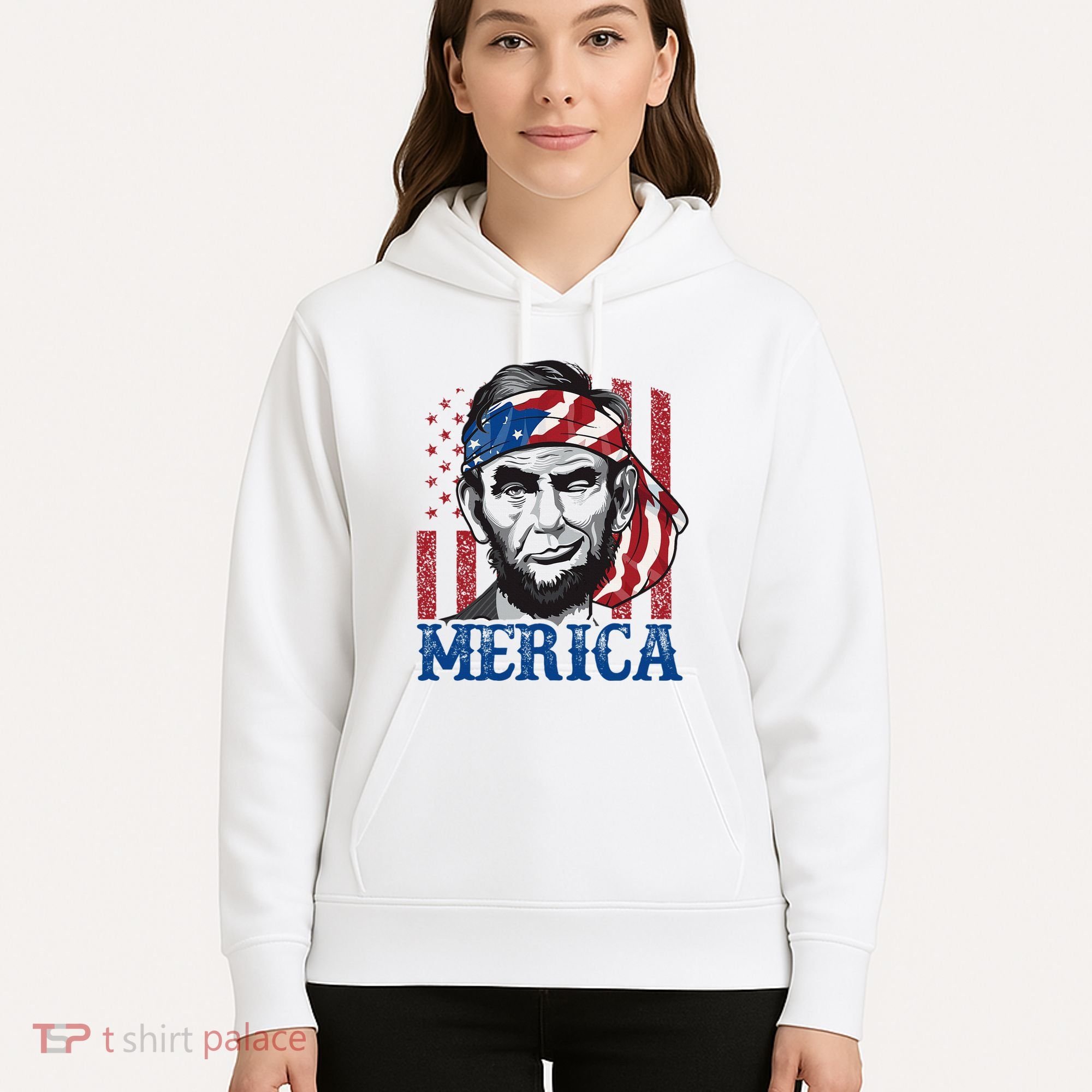 Merica Abraham Lincoln American Flag Hoodie