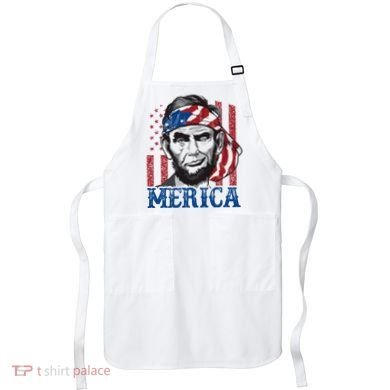 Merica Abraham Lincoln American Flag Apron