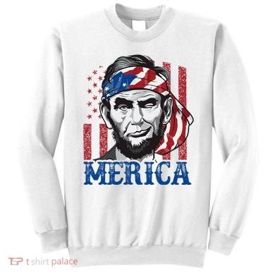 Merica Abraham Lincoln American Flag Sweatshirt