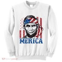 Merica Abraham Lincoln American Flag Sweatshirt thumb 0