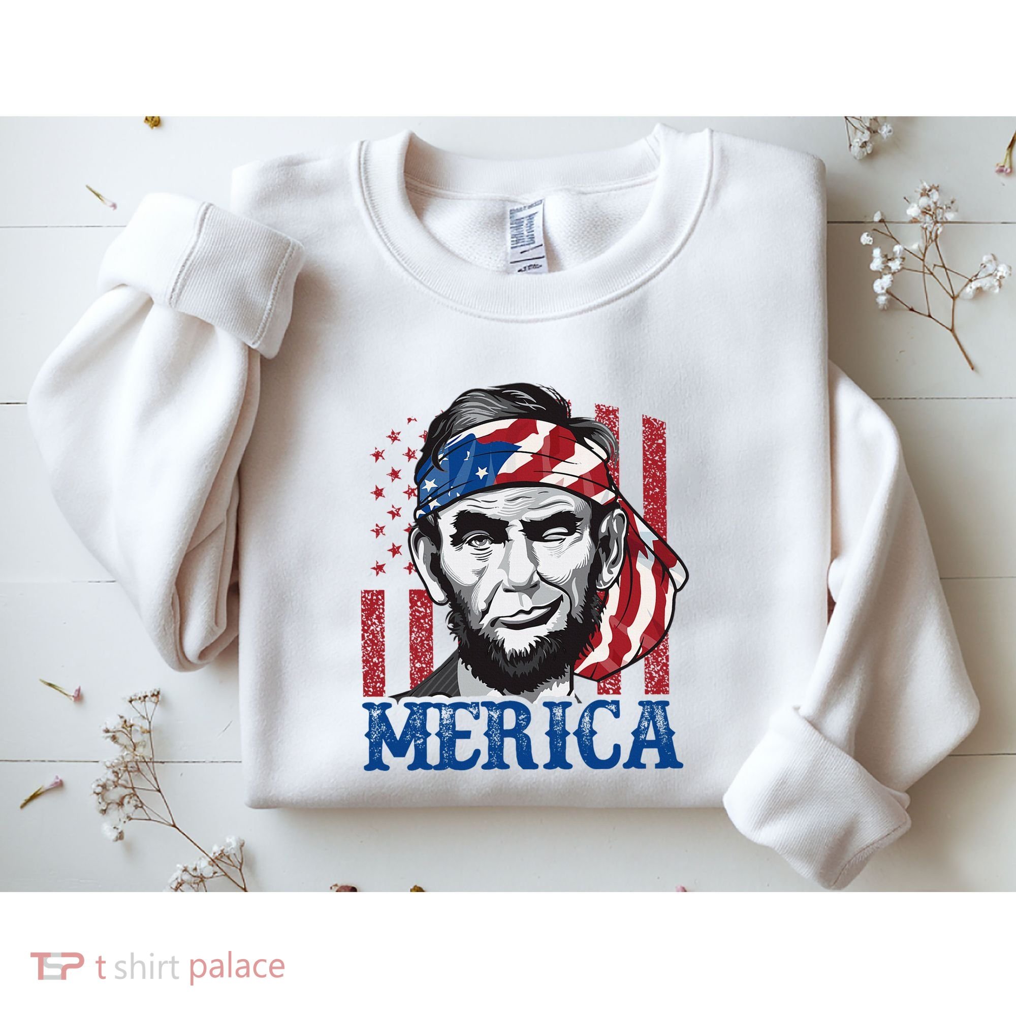 Merica Abraham Lincoln American Flag Sweatshirt