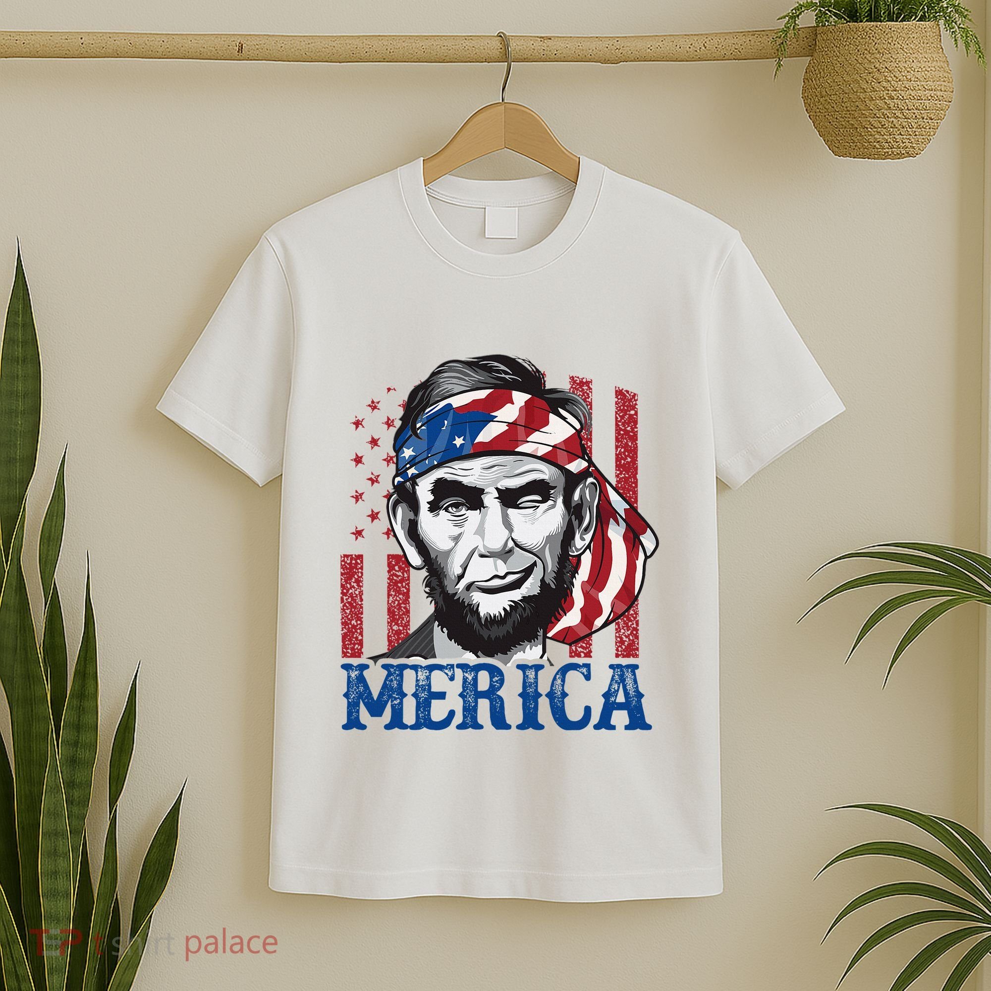 Merica Abraham Lincoln American Flag T-Shirt