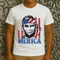 Merica Abraham Lincoln American Flag T-Shirt thumb 3