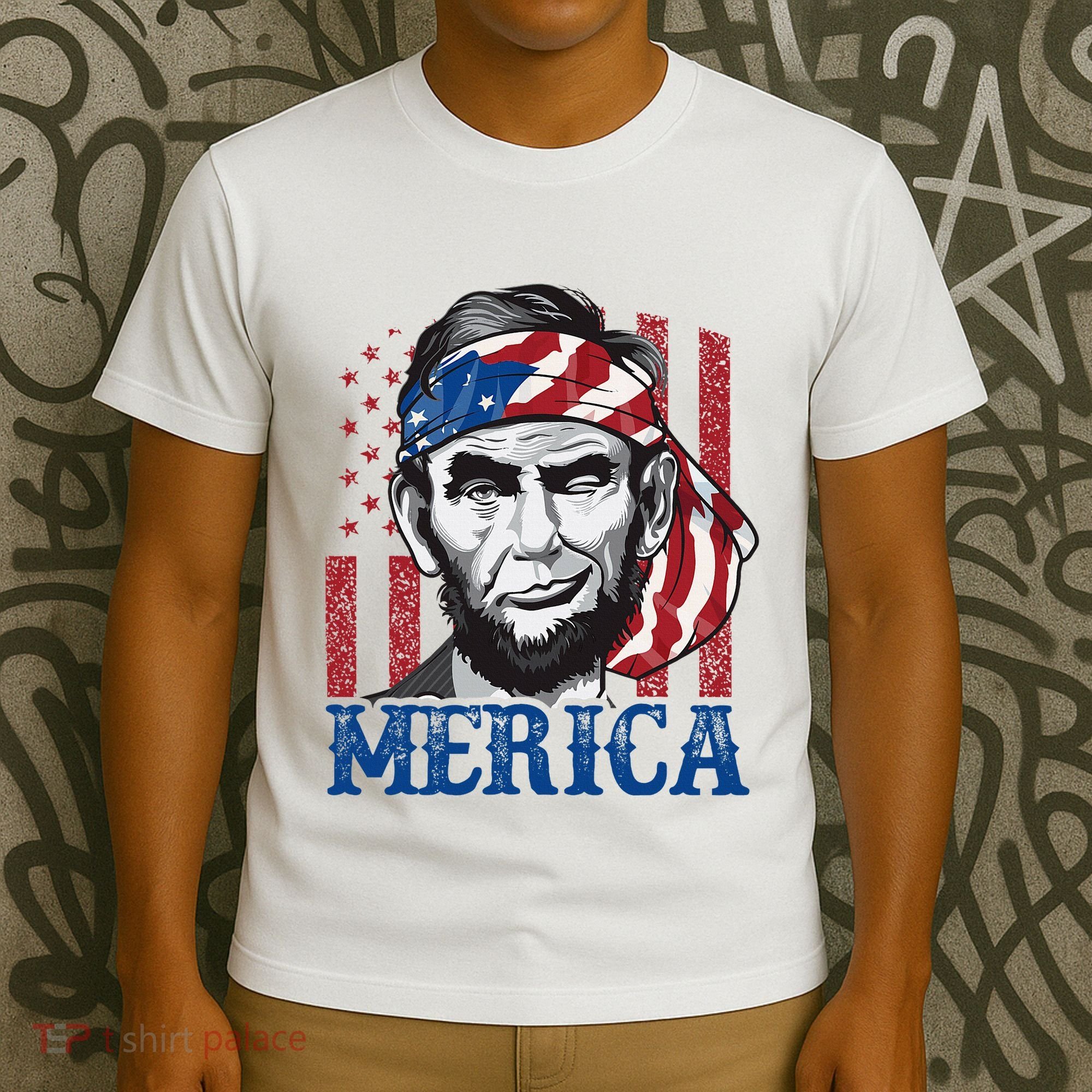 Merica Abraham Lincoln American Flag T-Shirt