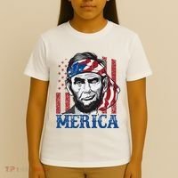 Merica Abraham Lincoln American Flag T-Shirt thumb 4