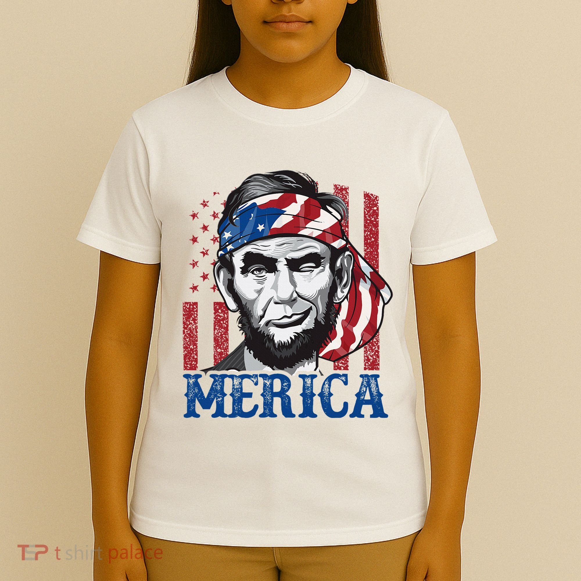 Merica Abraham Lincoln American Flag T-Shirt