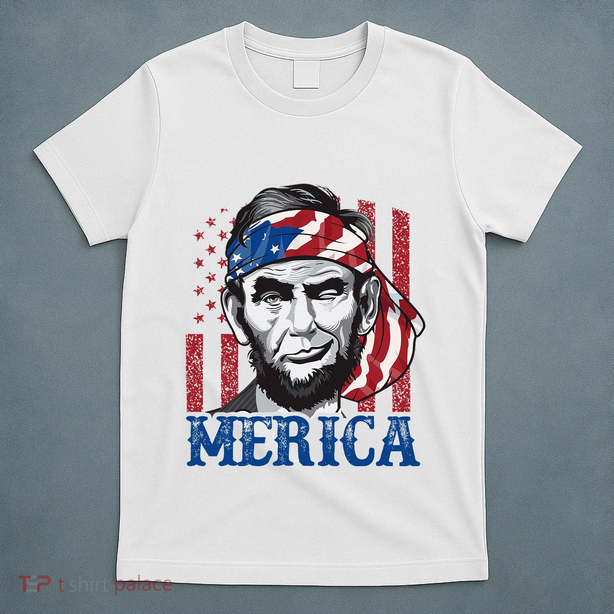 Merica Abraham Lincoln American Flag T-Shirt