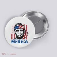 Merica Abraham Lincoln American Flag Button thumb 0