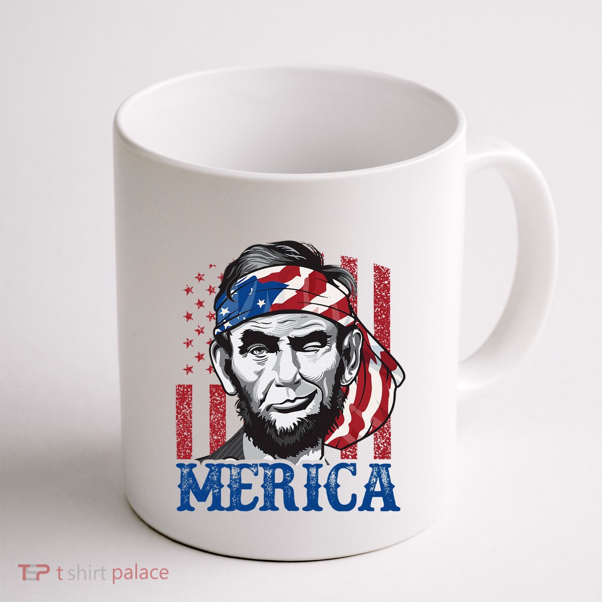 Merica Abraham Lincoln American Flag Coffee Mug