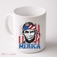 Merica Abraham Lincoln American Flag Coffee Mug thumb 0