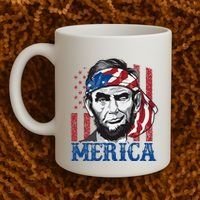 Merica Abraham Lincoln American Flag Coffee Mug thumb 2