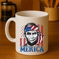 Merica Abraham Lincoln American Flag Coffee Mug thumb 4