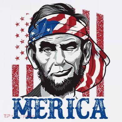 Merica Abraham Lincoln American Flag Polo
