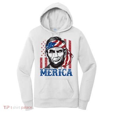 Merica Abraham Lincoln American Flag Women's Hoodie