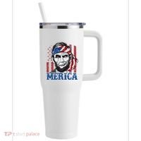 Merica Abraham Lincoln American Flag 40oz Vacuum Insulated Stainless Steel Travel Tumbler thumb 0
