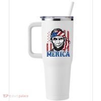 Merica Abraham Lincoln American Flag 40oz Vacuum Insulated Stainless Steel Travel Tumbler thumb 2