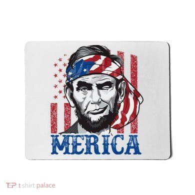 Merica Abraham Lincoln American Flag Mousepad