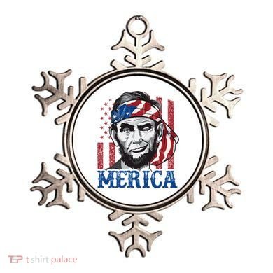 Merica Abraham Lincoln American Flag Ornament