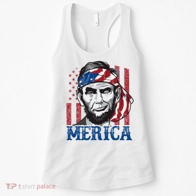 Merica Abraham Lincoln American Flag Women's Tank Top