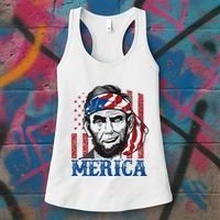 Merica Abraham Lincoln American Flag Women's Tank Top thumb 3