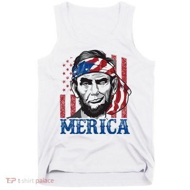 Merica Abraham Lincoln American Flag Tank Top
