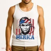 Merica Abraham Lincoln American Flag Tank Top thumb 3
