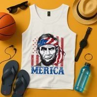 Merica Abraham Lincoln American Flag Tank Top thumb 4